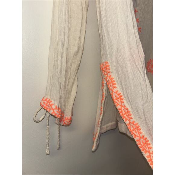 Lucky & Co Linen Dress Boho Lagenlook Women Medium Oversized Embroidered Peasant - Picture 3 of 6